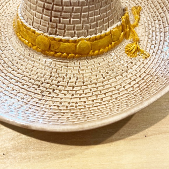 VINTAGE WHITTIER ceramic pottery COWBOY HAT chip & dip serving tray dish EUC - Picture 4 of 7